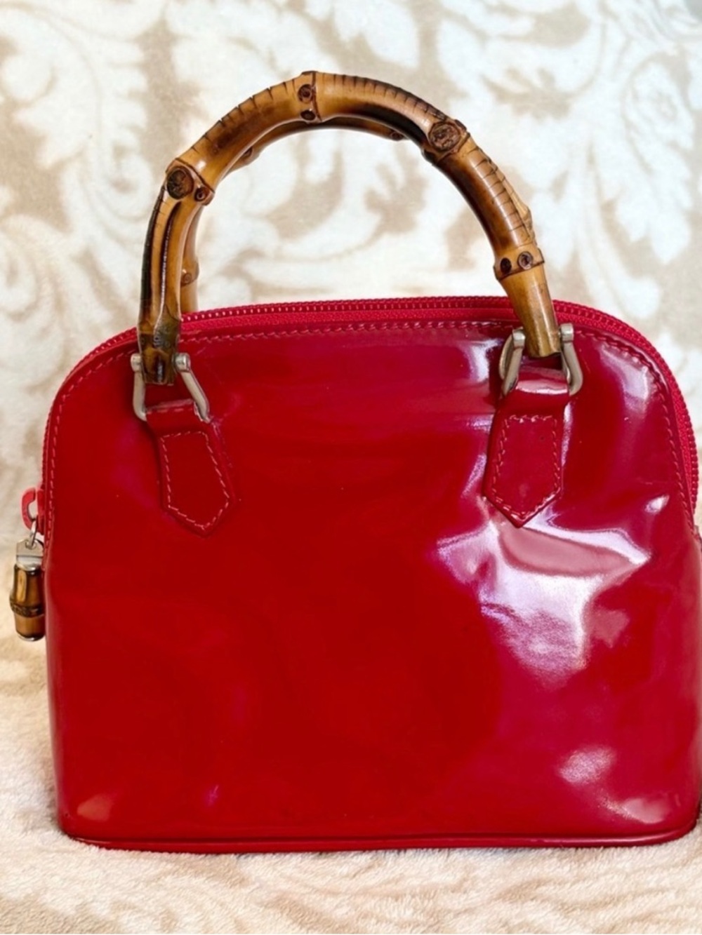 Gucci Red Patent Mini Bag with Bamboo Top Handles - Picture 9 of 12
